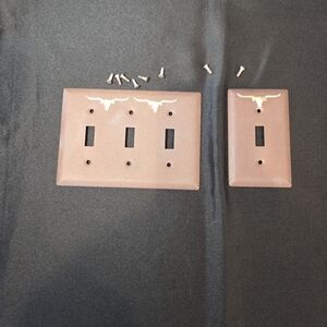 Rustic Brown Longhorn Wall Plate Set